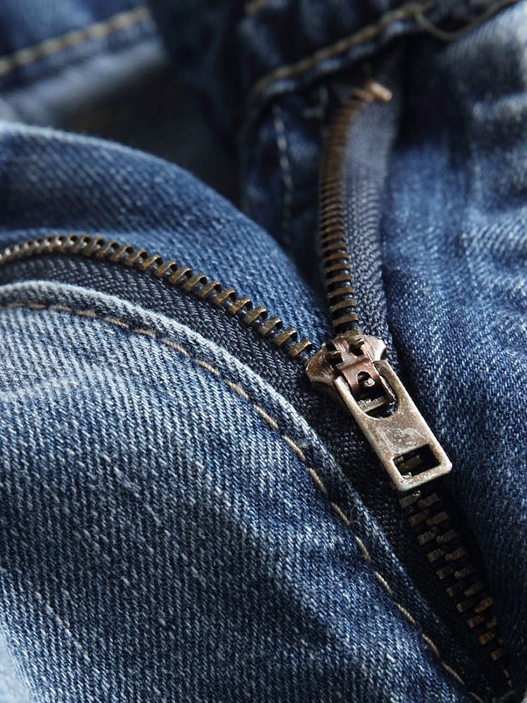 Raka Ficka Jeansshorts För Män