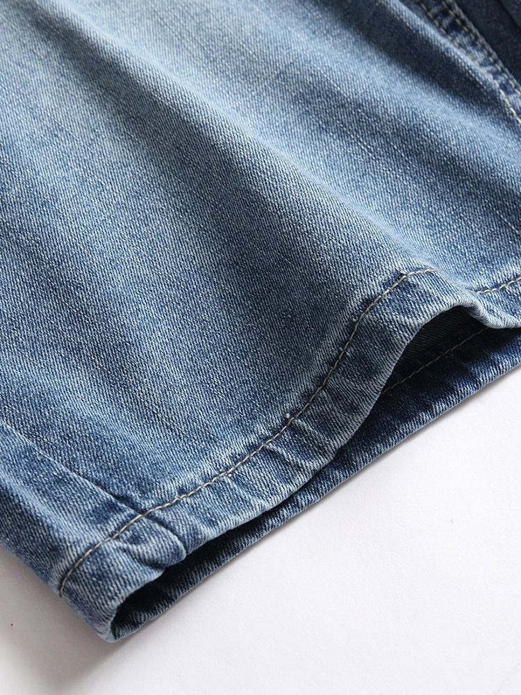Raka Ficka Jeansshorts För Män
