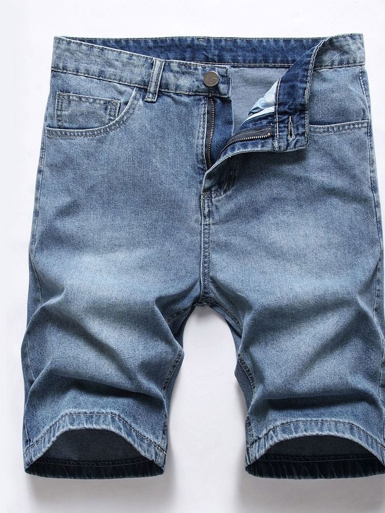 Raka Ficka Jeansshorts För Män