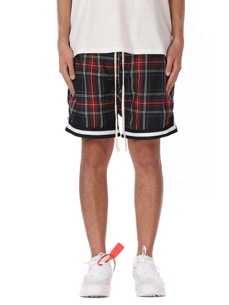 Rutiga Lösa Casual Shorts Med Snörning