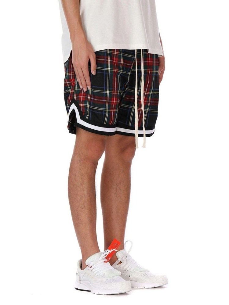 Rutiga Lösa Casual Shorts Med Snörning