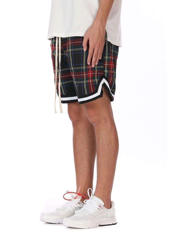 Rutiga Lösa Casual Shorts Med Snörning