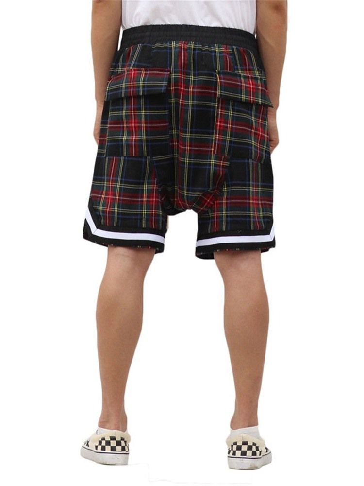Rutiga Lösa Casual Shorts Med Snörning