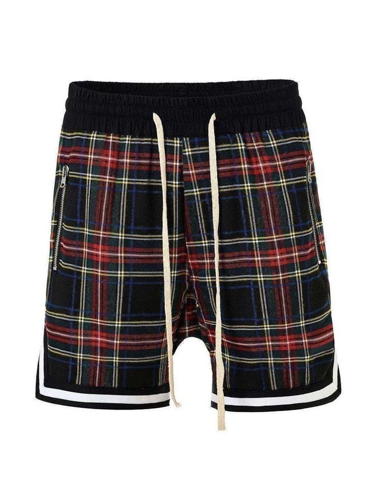 Rutiga Lösa Casual Shorts Med Snörning