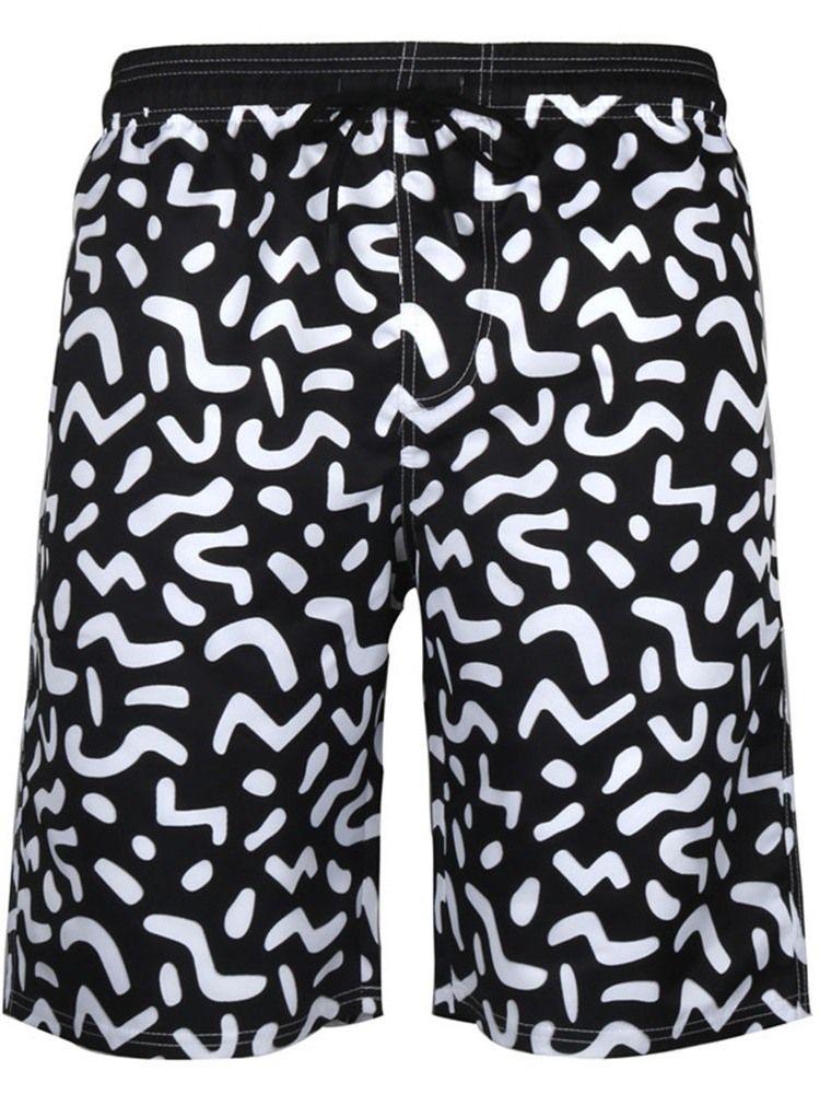 Skriv Ut Raka Bomullsblandningar Strandshorts För Män