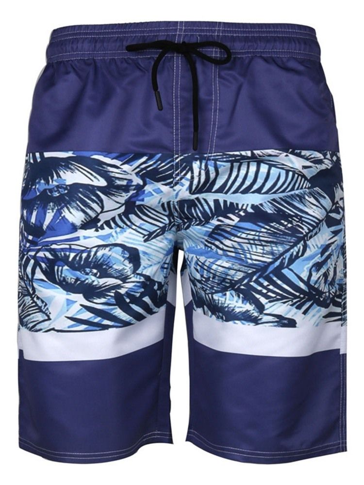 Skriv Ut Raka Bomullsblandningar Strandshorts För Män