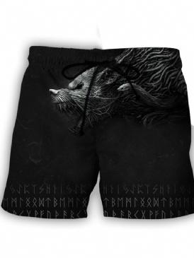 Skriv Ut Raka Snörshorts För Män Med Mid Midja