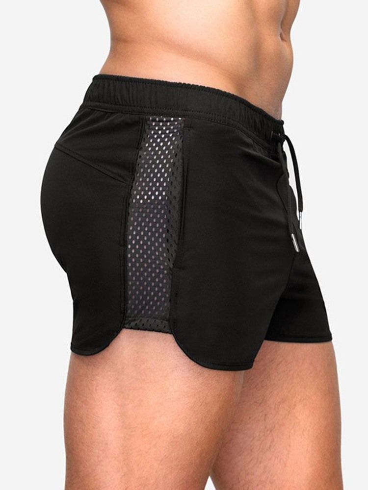 Slimma Enkla Snörningsbyxor Med Mitten Av Midjan. Casual Herrshorts