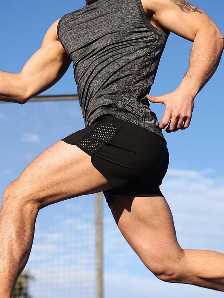 Slimma Enkla Snörningsbyxor Med Mitten Av Midjan. Casual Herrshorts