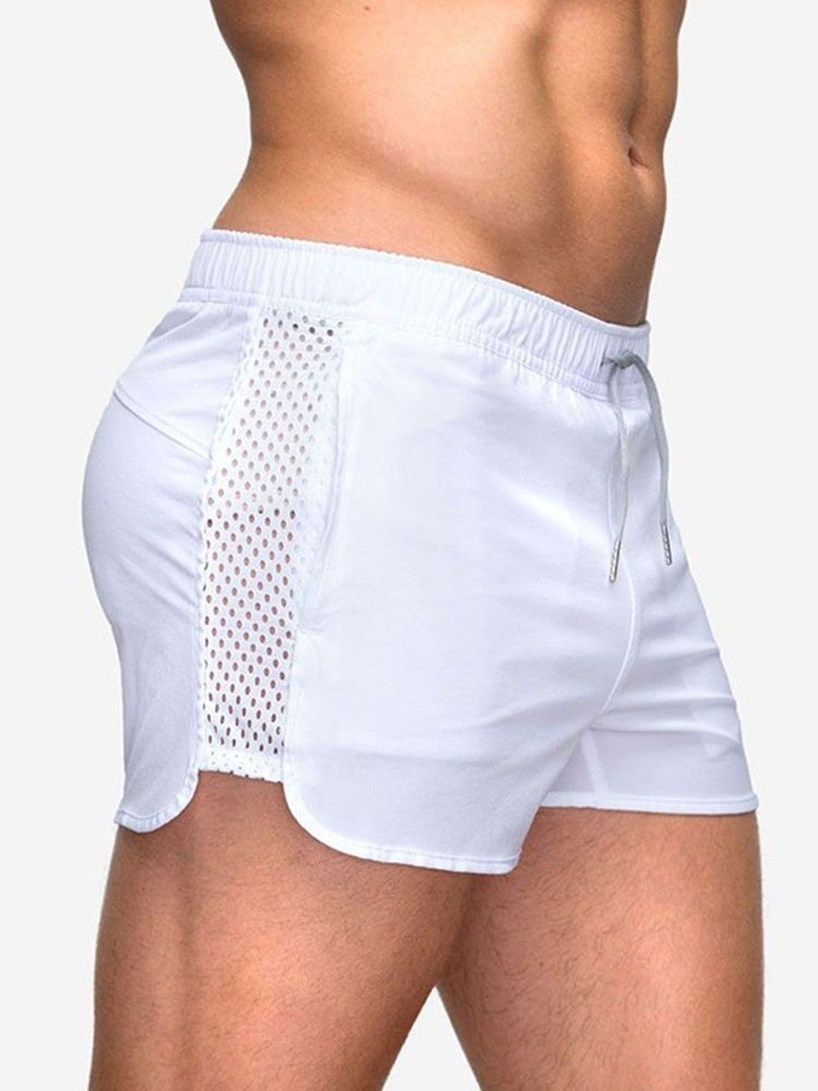 Slimma Enkla Snörningsbyxor Med Mitten Av Midjan. Casual Herrshorts