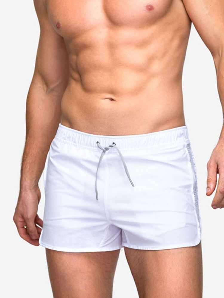 Slimma Enkla Snörningsbyxor Med Mitten Av Midjan. Casual Herrshorts