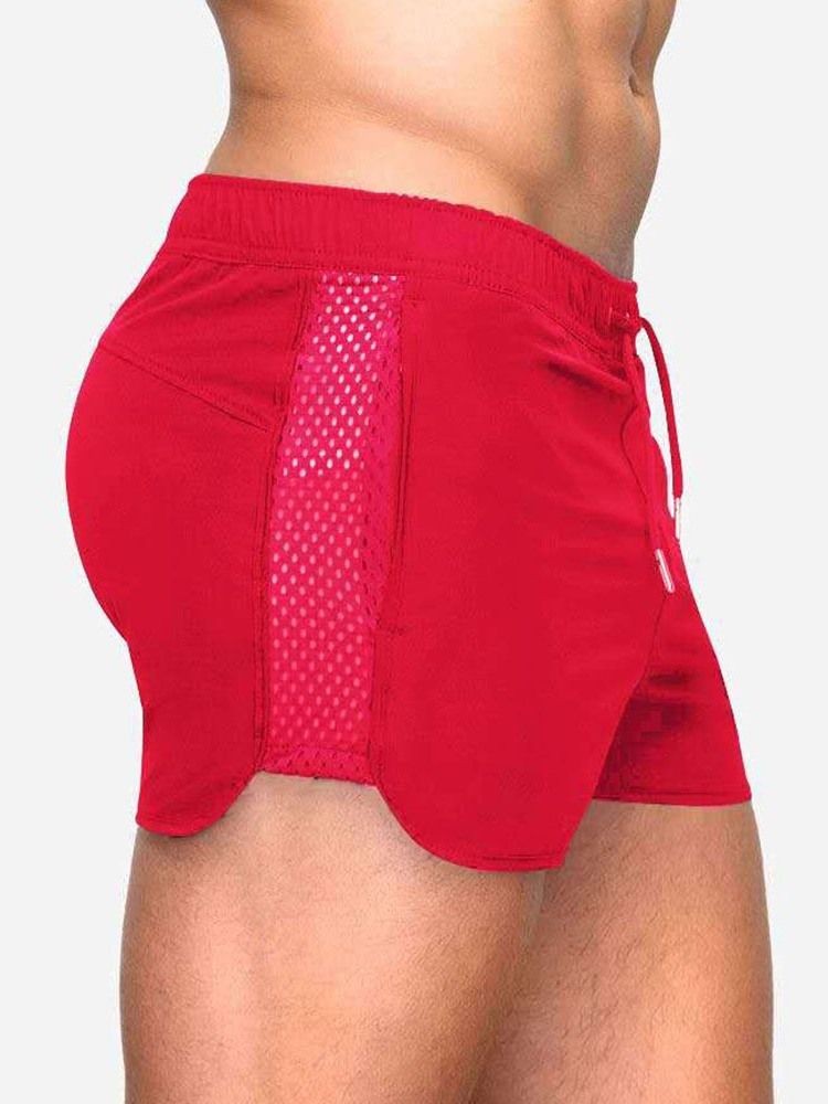 Slimma Enkla Snörningsbyxor Med Mitten Av Midjan. Casual Herrshorts