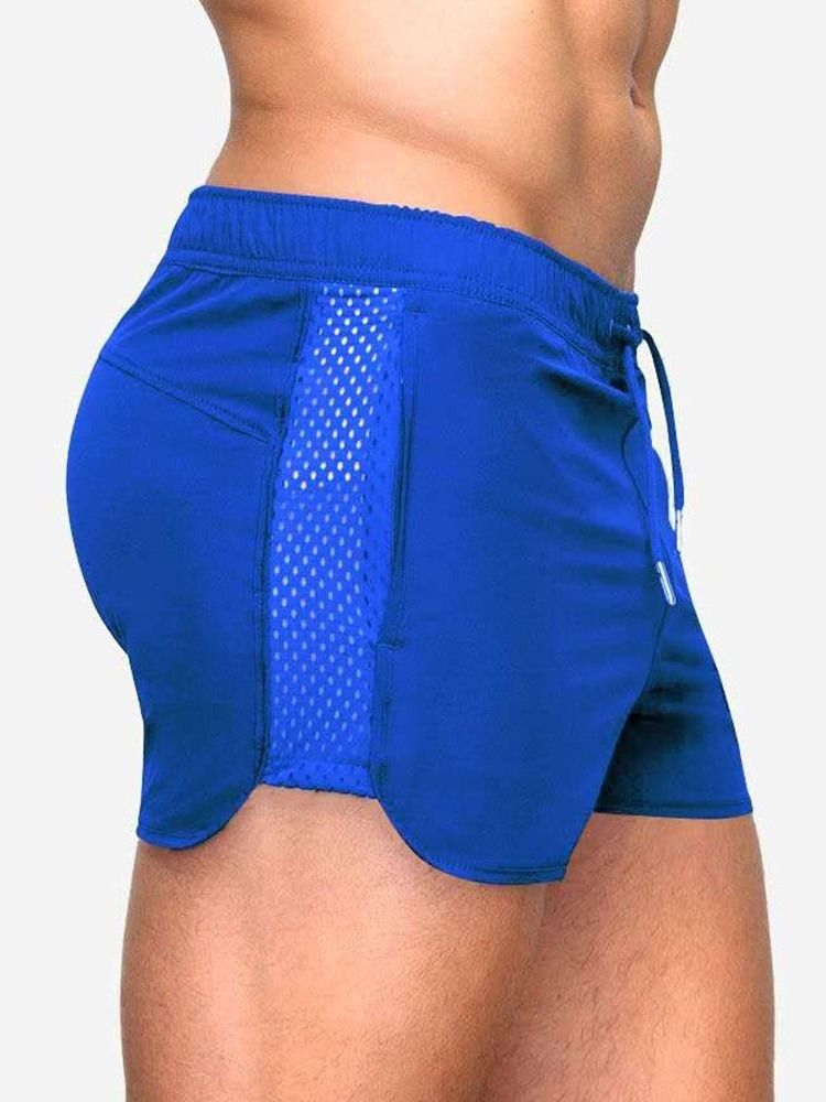 Slimma Enkla Snörningsbyxor Med Mitten Av Midjan. Casual Herrshorts