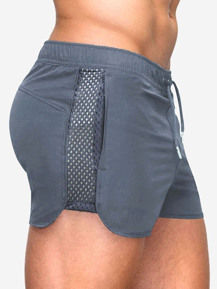 Slimma Enkla Snörningsbyxor Med Mitten Av Midjan. Casual Herrshorts