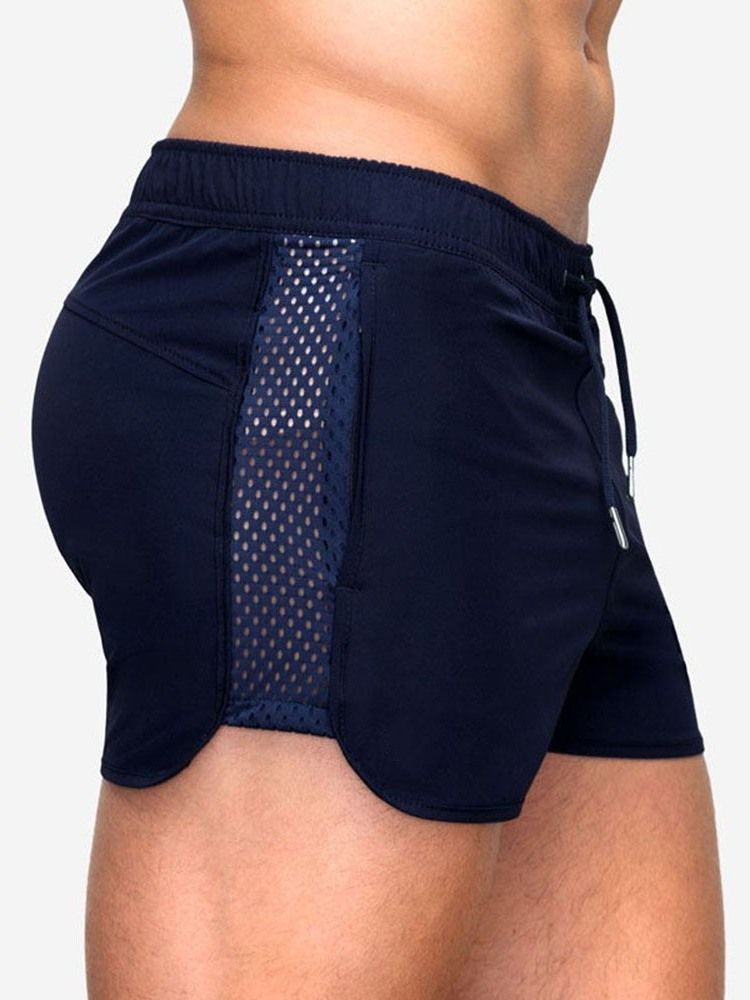 Slimma Enkla Snörningsbyxor Med Mitten Av Midjan. Casual Herrshorts