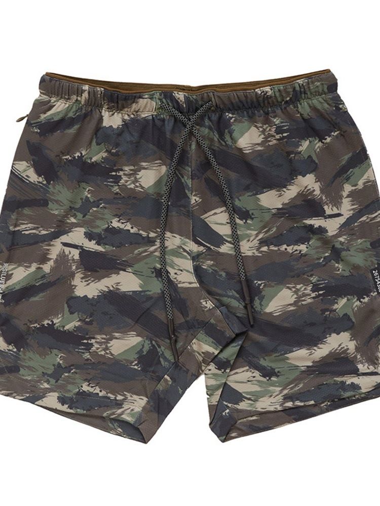 Slimma Kamouflagetryck Casual Midja Shorts För Män