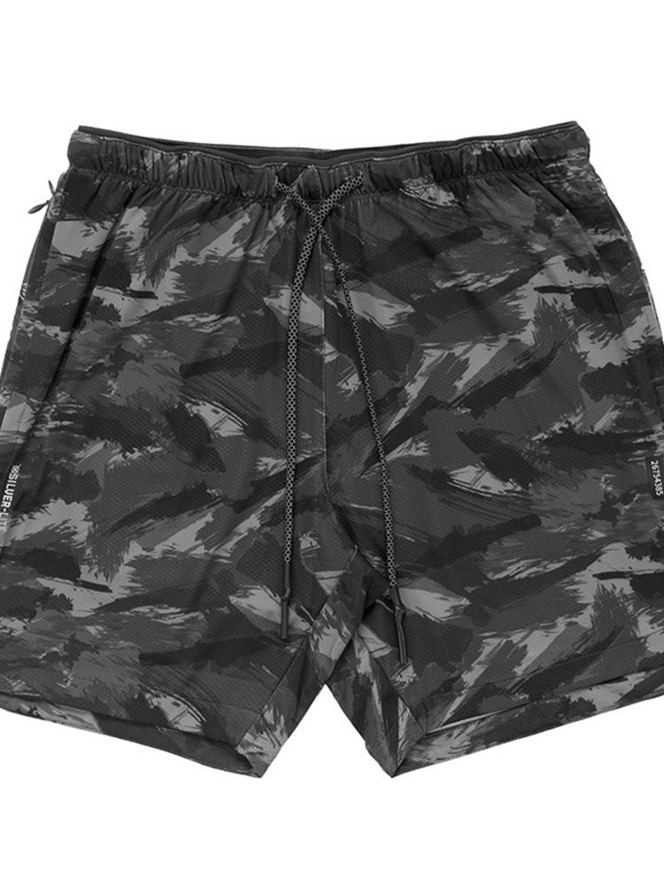 Slimma Kamouflagetryck Casual Midja Shorts För Män
