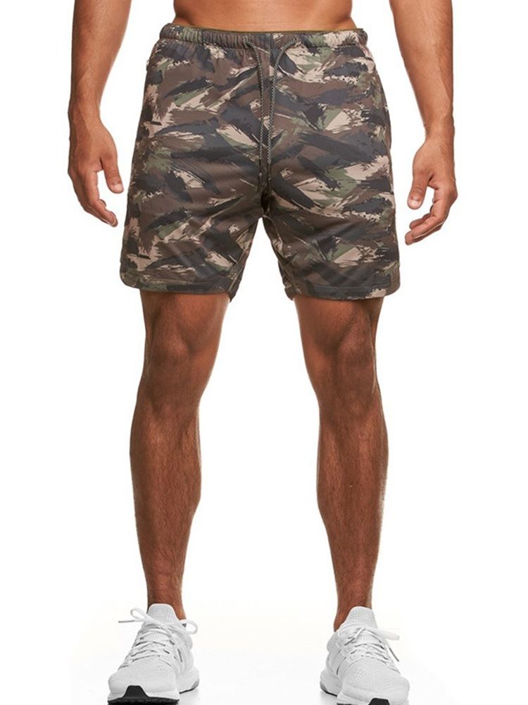 Slimma Kamouflagetryck Casual Midja Shorts För Män