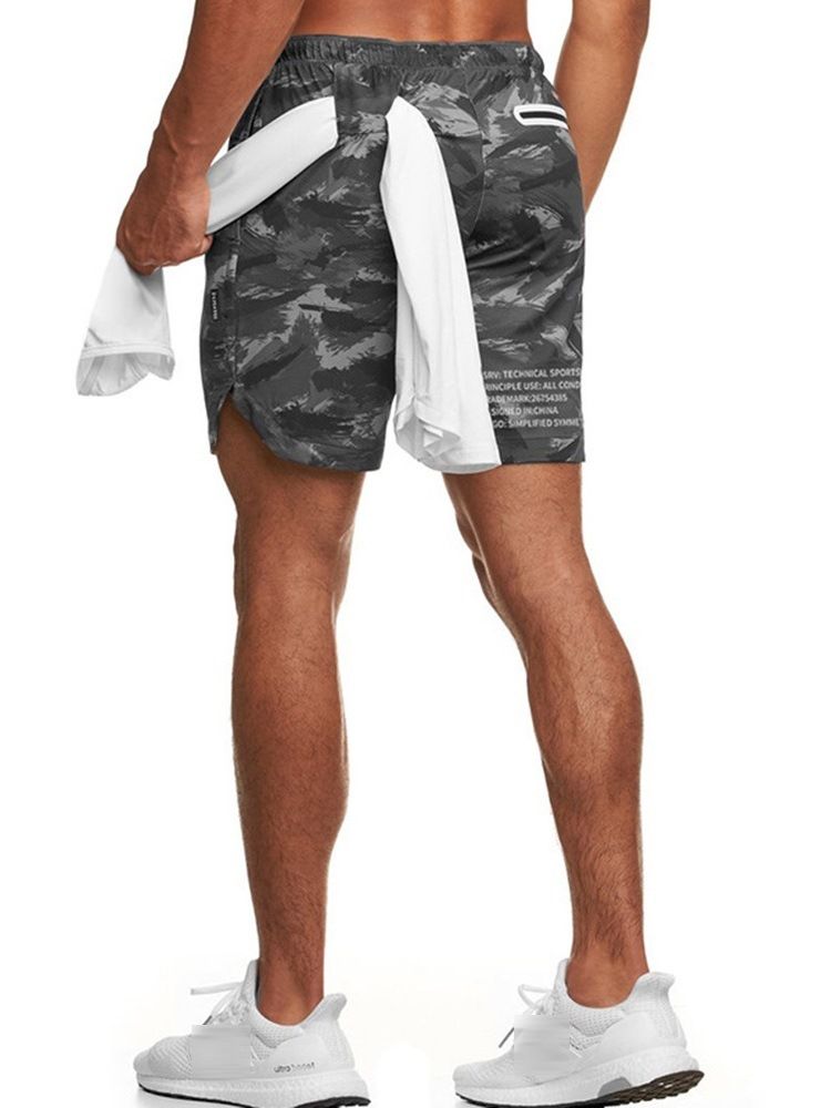 Slimma Kamouflagetryck Casual Midja Shorts För Män