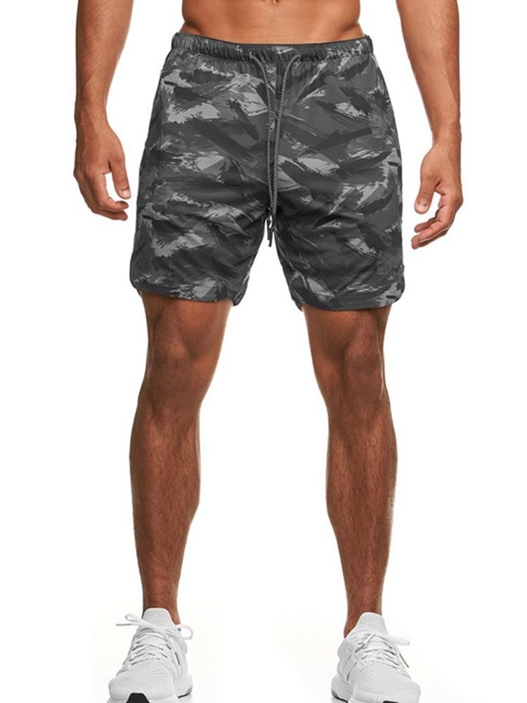 Slimma Kamouflagetryck Casual Midja Shorts För Män