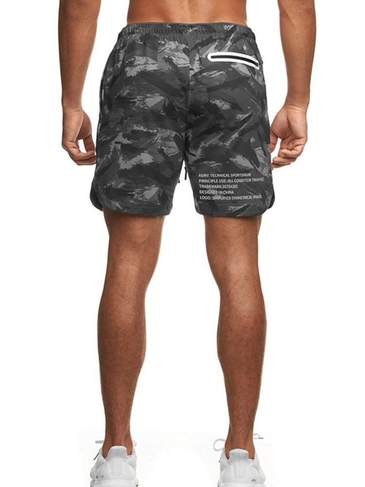 Slimma Kamouflagetryck Casual Midja Shorts För Män