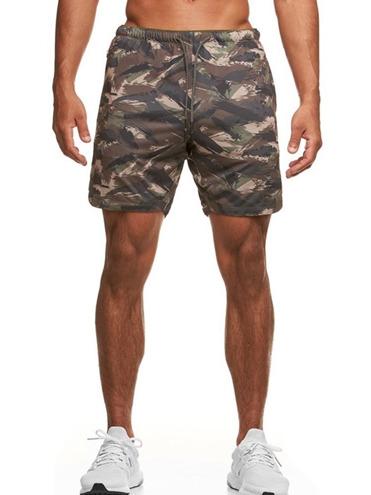 Slimma Kamouflagetryck Casual Midja Shorts För Män