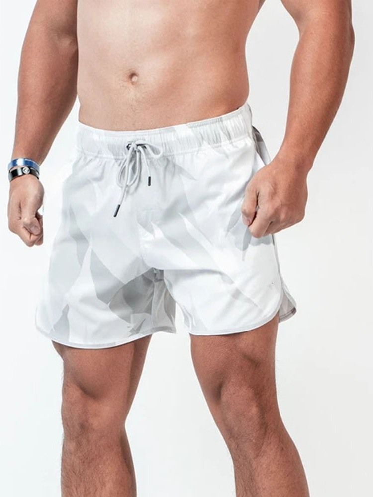Slimmad Kamouflage Med Snörning Casual Herrshorts Med Snörning