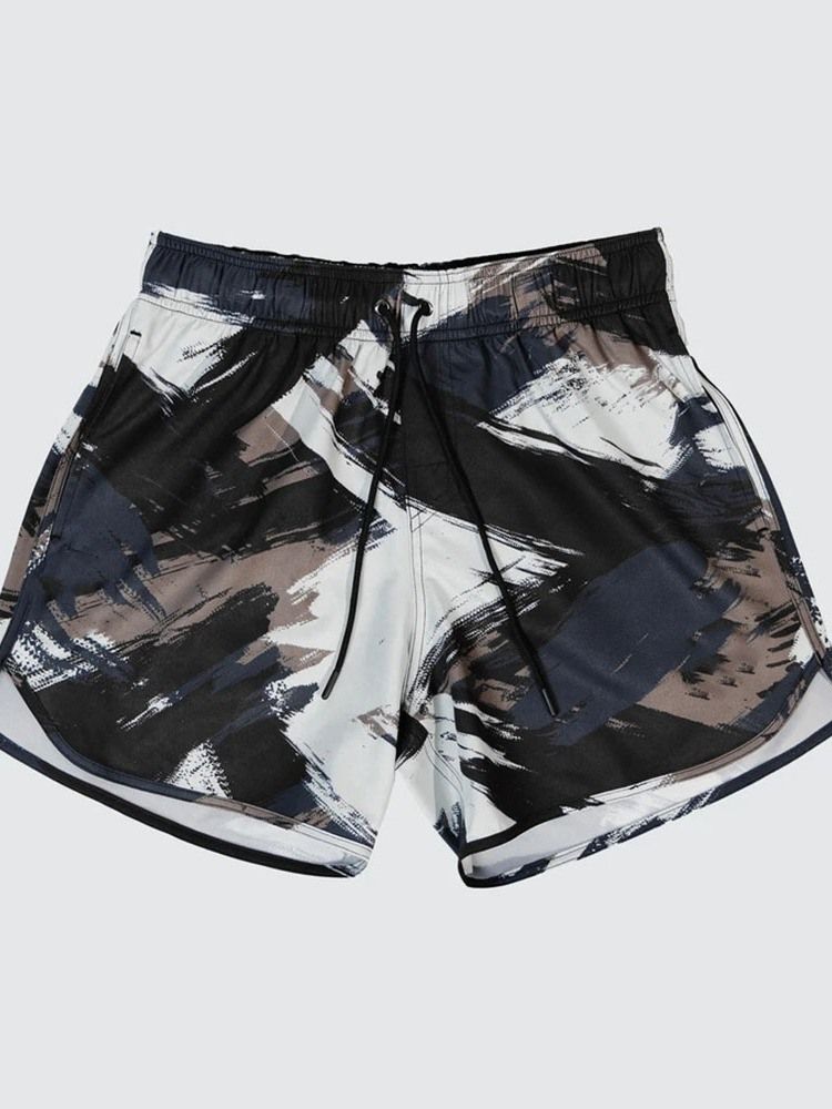 Slimmad Kamouflage Med Snörning Casual Herrshorts Med Snörning