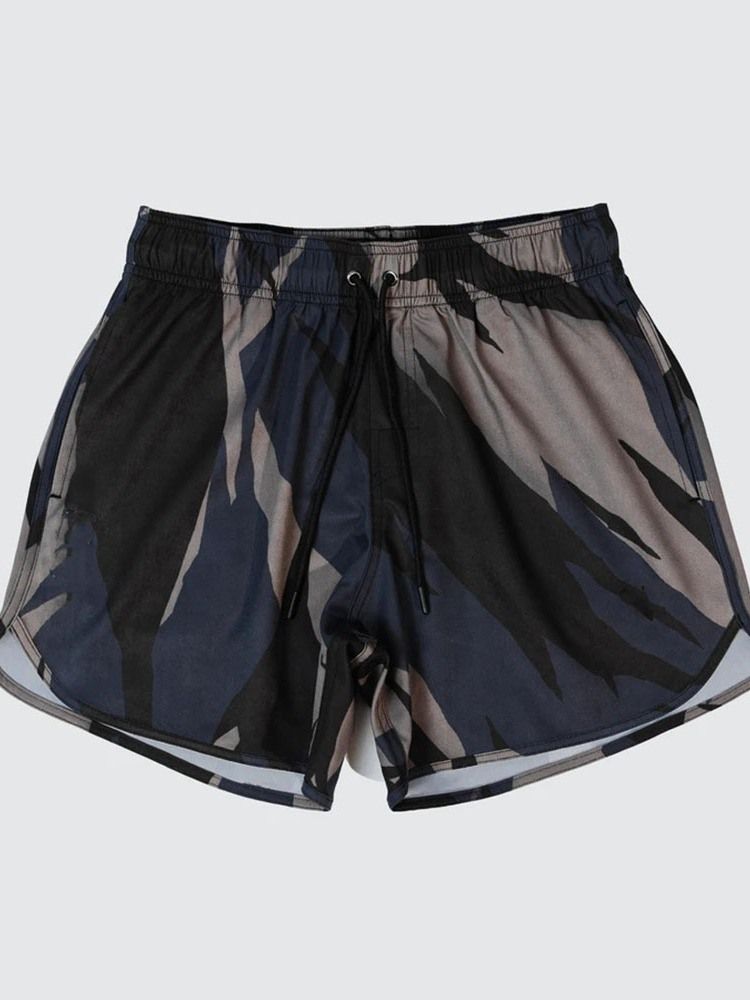 Slimmad Kamouflage Med Snörning Casual Herrshorts Med Snörning