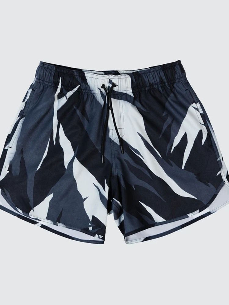Slimmad Kamouflage Med Snörning Casual Herrshorts Med Snörning