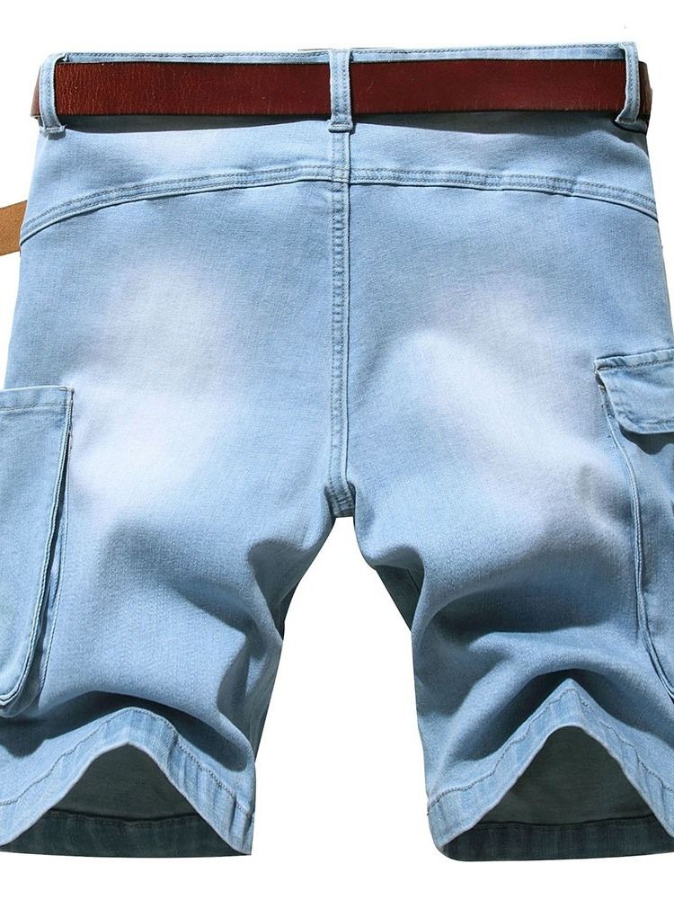 Slitna Jeansshorts För Män Med Dragkedja I Mitten Av Midjan
