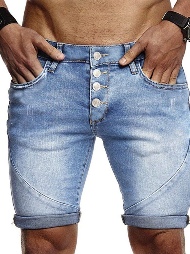 Slitna Shorts Med Midja Med Smala Knappar