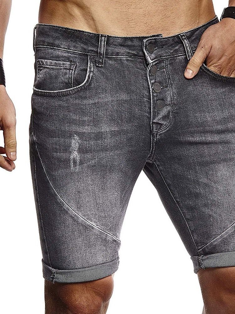 Slitna Shorts Med Midja Med Smala Knappar