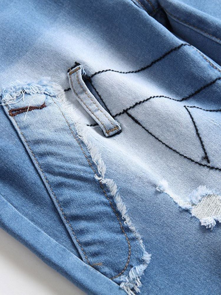 Straight Gradient Patchwork Zipper Herrjeans