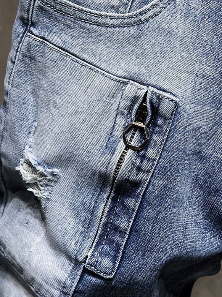 Tunn Dragkedja För Män I Jeansshorts Med Ficka
