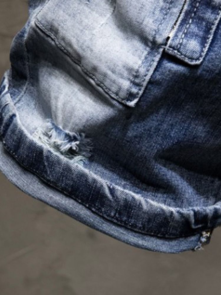 Tunn Dragkedja För Män I Jeansshorts Med Ficka