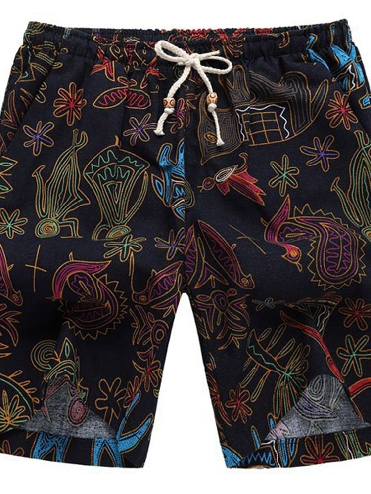 Tunna Färgblocksshorts För Män Med Snörning
