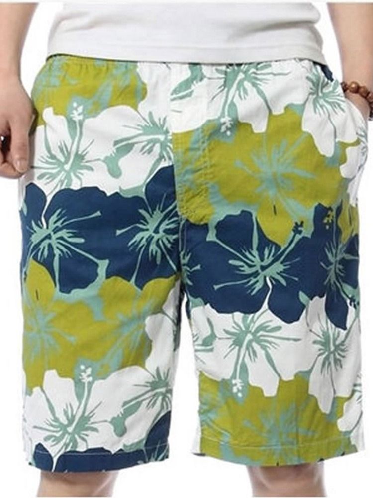 Tunt Tryck Rak Midja För Män Casual Shorts