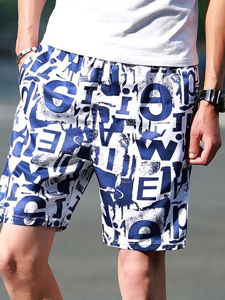 Tunt Tryck Rak Midja För Män Casual Shorts