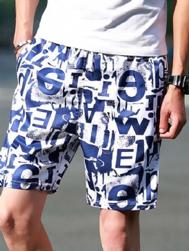 Tunt Tryck Rak Midja För Män Casual Shorts