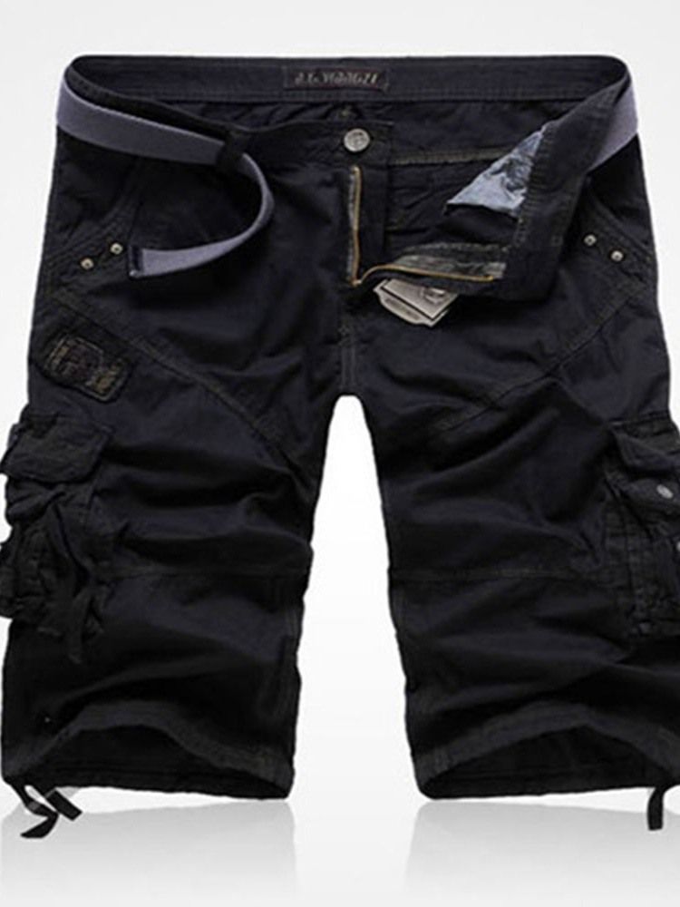 Vanlig Ficka Rak Midja Koreanska Män Casual Shorts