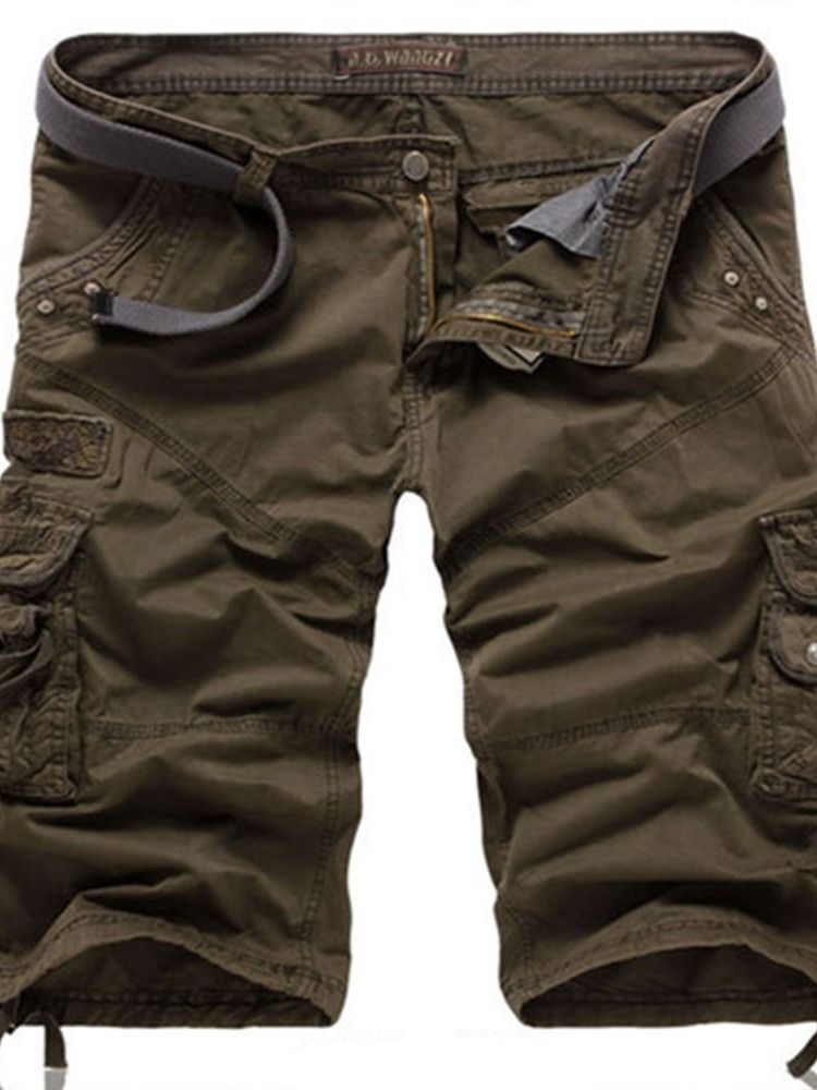 Vanlig Ficka Rak Midja Koreanska Män Casual Shorts