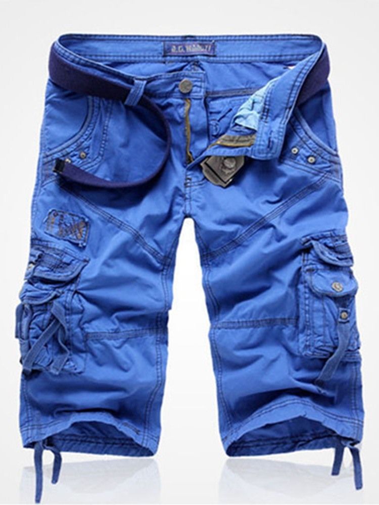 Vanlig Ficka Rak Midja Koreanska Män Casual Shorts