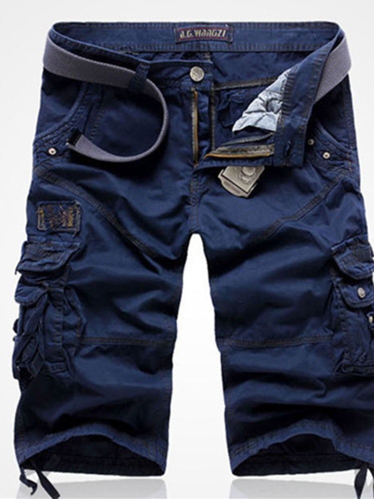 Vanlig Ficka Rak Midja Koreanska Män Casual Shorts