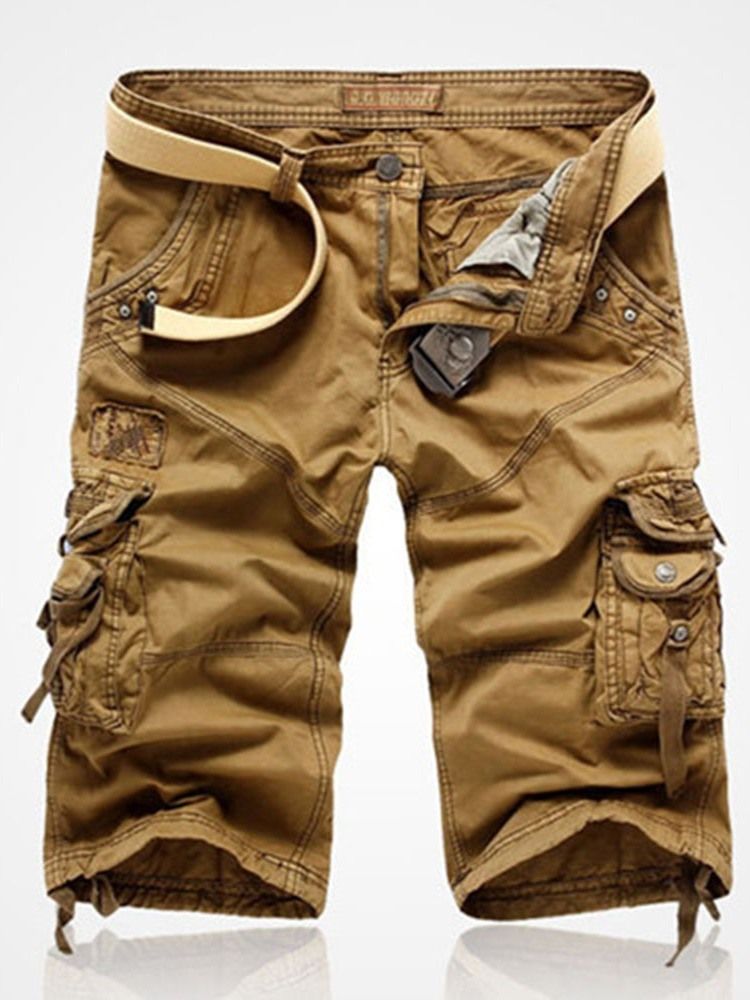 Vanlig Ficka Rak Midja Koreanska Män Casual Shorts