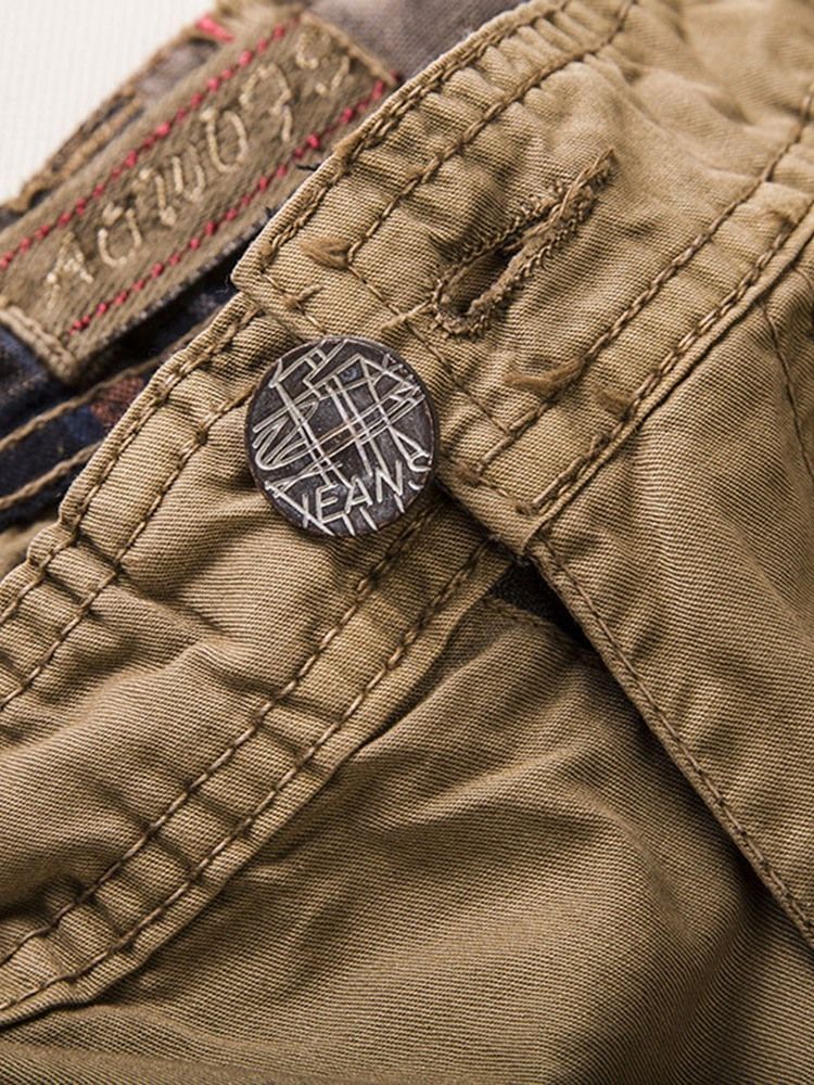 Vanlig Ficka Rak Midja Koreanska Män Casual Shorts