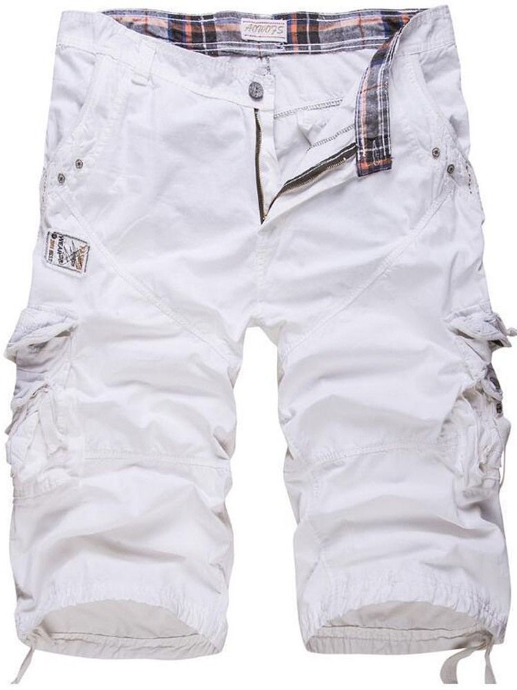 Vanlig Ficka Rak Midja Koreanska Män Casual Shorts