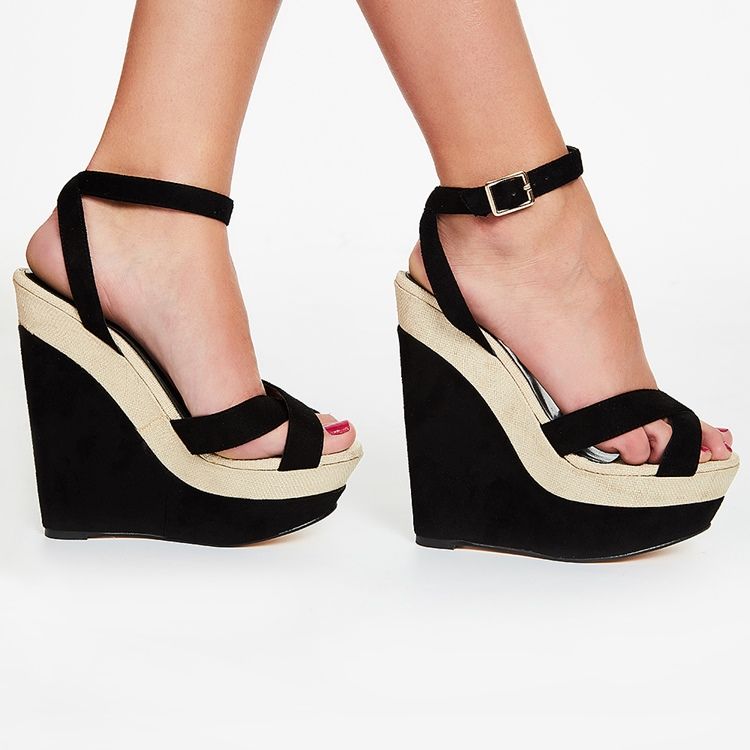 Chic Patchwork Platform Wedge Sandaler