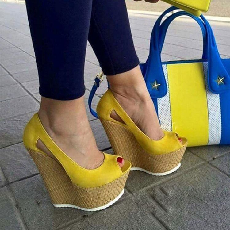 Gula Slip-On Platform Peep Toe Wedge Sandaler