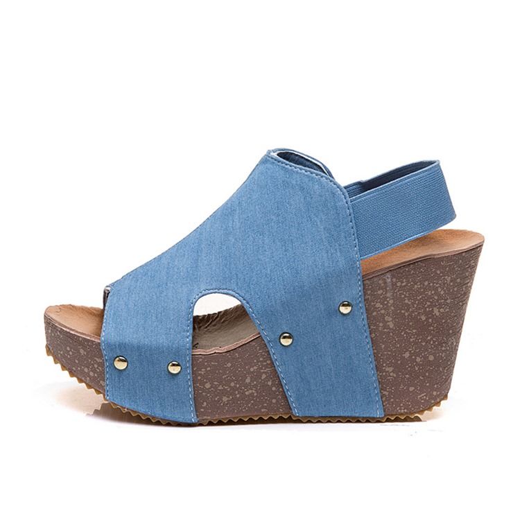 Öppen Tå Slip-On Kilklack Lågskurna Övre Sandaler